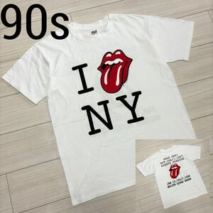 90s 美品■ローリングストーンズ■I Love NY USツアー Tシャツ L 白 THE ROLLING STONES バンドTシャツ バンT 1997 USA製 ヴィンテージ