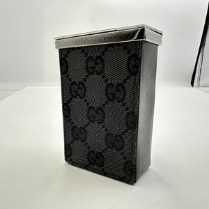 F130-I57-1033 GUCCI グッチ シガレットケース GGキャンバス×レザー イタリア製 喫煙具 煙草入れ ①