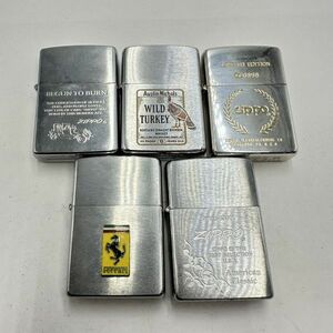 H147 まとめ ◎ Zippo ジッポー オイルライター 5点まとめセット ワイルドターキー フェラーリ 他 喫煙具 喫煙グッズ 4点火花あり ①