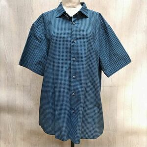 I654-000-000 Ermenegild Zegna Ermenegildo Zegna men's short sleeves shirt blue declared size :XXL dress length approximately 81cm shoulder width approximately 51cm length of a sleeve approximately 24.5cm ⑥