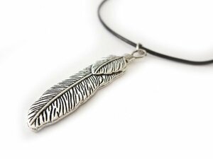  leather cord necklace feather charm attaching length approximately 45cm(40cm+5cm) LNG12