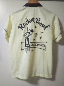 ◆NAT NAST◆VINTAGE BOWLING SHIRT◆ロケットボウル◆フロッキープリント◆チェーンステッチ◆ヴィンテージ・ボーリング・シャツ◆