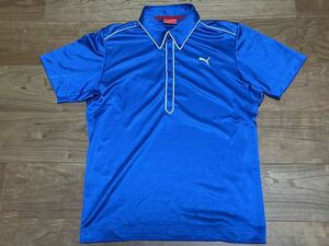  Puma * beautiful goods!! polo-shirt L size blue blue short sleeves button down puma navy blue navy m