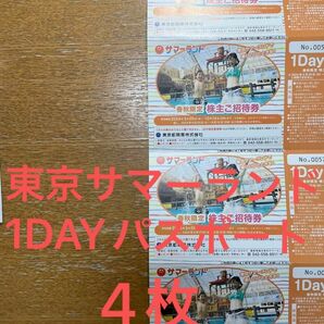 春秋限定東京サマーランド　1Dayパス　パスポート4枚