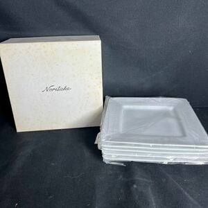 未使用保管品 Noritake ノリタケ 20㎝スクエアプレート 5客セット 角皿 ホワイト 白