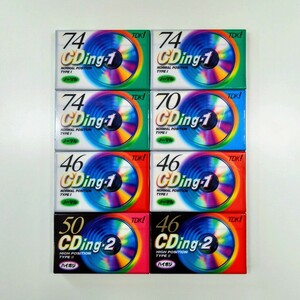 [未開封品・1本小キズあり] TDK カセットテープ CDing-2 50x1・46x1(ハイポジ）、CDing-1 74x3・70x1・46x2（ノーマル） 計8本セット