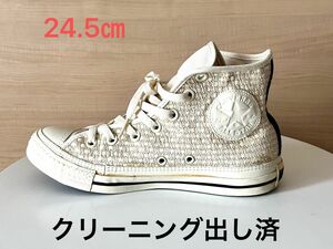 コンバース オールスター 24.5㎝★ALL STAR CONVERSE ハイカット スニーカー★ホワイトベージュ アイボリー 柄