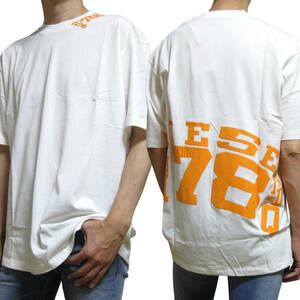 新品 直輸入 DIESEL 発泡プリント ルーズフィット 半袖Ｔシャツ T-WASH-G9 ホワイト XLサイズ A08667 ややオーバーサイズ