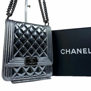 売り切り1円スタート　極美品　CHANEL シャネル　ココマーク　ボーイ　チェーン　ショルダーバッグ シルバー系　斜め掛け　肩掛け