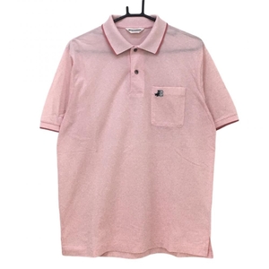 [ super-beauty goods ] black and white polo-shirt with short sleeves light pink × pink . pocket Logo .... men's L Golf wear Black&White