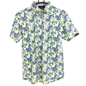 [ прекрасный товар ] Paradiso рубашка-поло с коротким рукавом белый × голубой цветочный принт рукав Logo мужской M Golf одежда Paradiso