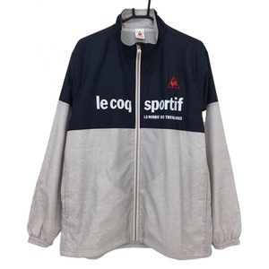 ルコック ジャケットブルゾン ネイビー×ライトグレー ロゴ刺しゅう 裏微起毛 メンズ O ゴルフウェア le coq sportif