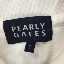 パーリーゲイツ 半袖ポロシャツ 白×ネイビー 25周年 襟裏ロゴ ビッグワッペン コットン100％ レディース 1(M) ゴルフウェア PEARLY GATES_画像5