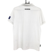 パーリーゲイツ 半袖ポロシャツ 白×黒 襟裏ボーダー ニコちゃん スマイル メンズ 6(XL) ゴルフウェア 2022年モデル PEARLY GATES_画像2