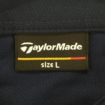 テーラーメイド 半袖ポロシャツ ネイビー×白 一部ボーダー ロゴ刺しゅう メンズ L ゴルフウェア TaylorMade_画像3