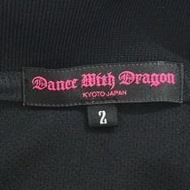 【美品】ダンスウィズドラゴン 半袖スキッパーシャツ 黒×マルチ 裾袖アニマル レディース 2(M) ゴルフウェア Dance With Dragon_画像4