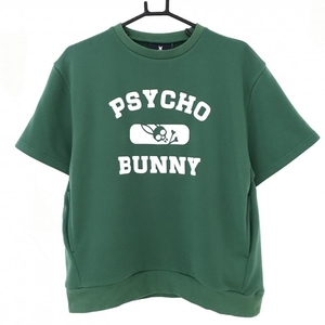 【超美品】サイコバニー 半袖トレーナー グリーン×白 ビッグロゴ レディース ゴルフウェア Psycho Bunny