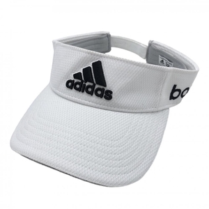 アディダス サンバイザー 白×黒 立体ロゴ刺しゅう フリー(57-59cm） ゴルフウェア adidas