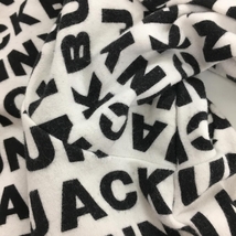 【美品】ジャックバニー 長袖ハイネックシャツ 白×黒 ロゴ総柄 裏微起毛 メンズ 7(XXL) ゴルフウェア Jack Bunny_画像5