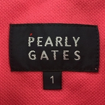 【美品】パーリーゲイツ ノースリーブポロシャツ ピンク×白 襟裏ボーダー 裾ロゴ刺しゅう レディース 1(Ｍ) ゴルフウェア PEARLY GATES_画像6