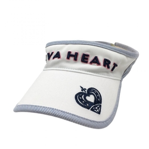 【超美品】ビバハート サンバイザー 白×ネイビー 立体ロゴ刺しゅう レディース 40(M) ゴルフウェア VIVA HEART