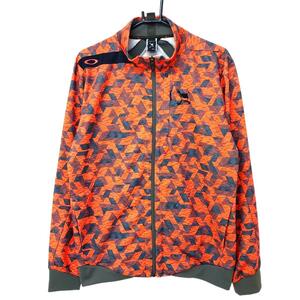 [ beautiful goods ] Oacley jacket blouson orange × gray total pattern Logo .... men's XL Golf wear Oakley
