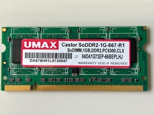 UMAX ユーマックス castor SoDDR2-1G-667-R1 DDR2 PC5300 SoDIMM 1GB CL5