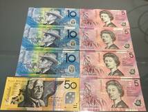 外国紙幣 オーストラリアドル 紙幣 旧紙幣 計100ドル (50ドル×1枚 10ドル×3枚 5ドル×4枚)_画像1