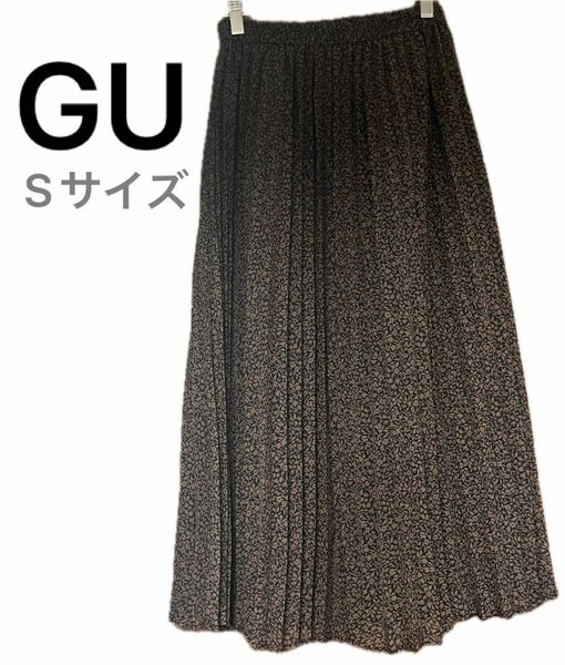 GU プリーツスカート ロングスカート 小花柄 S