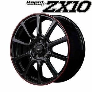 MID Rapid Performance ZX10 (ブラック＋リムレッドライン) アルミホイール4本セット 17×7.0J 5H PCD114.3 +38