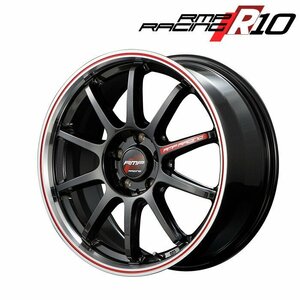 MID RMP RACING R10 (クリスタルブラック/リムポリッシュ+レッド) アルミホイール4本セット 17×7.0J 5H PCD114.3 +48