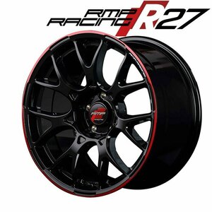 MID RMP RACING R27 (ブラック/リムレッドライン) アルミホイール4本セット 18×9.5J 5H PCD114.3 +22