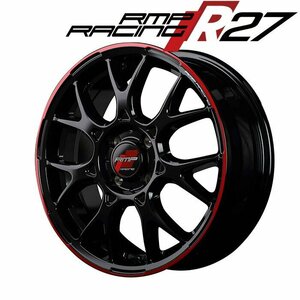 MID RMP RACING R27 (ブラック/リムレッドライン) アルミホイール4本セット 16×5.0J 4H PCD100 +45