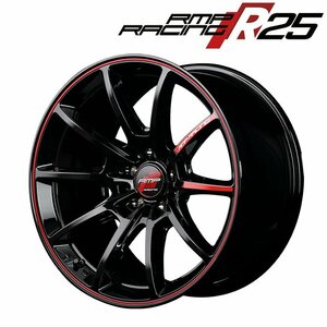 MID RMP RACING R25 (ブラック/リムレッドライン) アルミホイール4本セット 18×8.0J 5H PCD100 +45