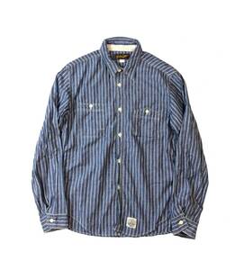 TROPHY CLOTHING トロフィークロージング ストライプ ワークシャツ シャンブレーシャツ 水色/白 コットン 15 送料250円