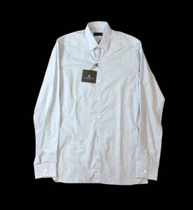 未使用 LANVIN ランバン ITALY製 ドレスシャツ 長袖シャツ コットン 薄手 水色 37 14.5 メンズ 送料250円