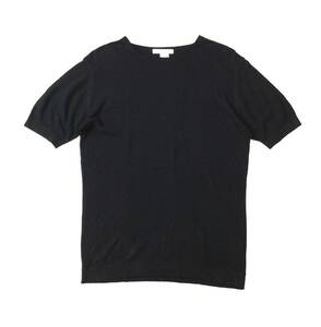 ジョンスメドレー JOHN SMEDLEY コットン 半袖ニット セーター カットソー トップス ブラック 黒 メンズ M 送料250円