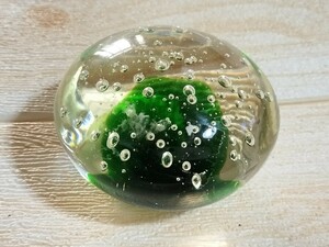  rare! glass made! paperweight! bubble! green! Vintage! collection goods!s1 genuine 2