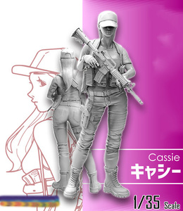 1/35 フィギュア 女 傭兵 モダン 機関銃 ミニチュアキット Cassie 未組立 未塗装