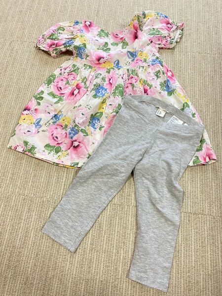 110 H&M 花柄　ワンピース　オーガニックコットン　レギンス