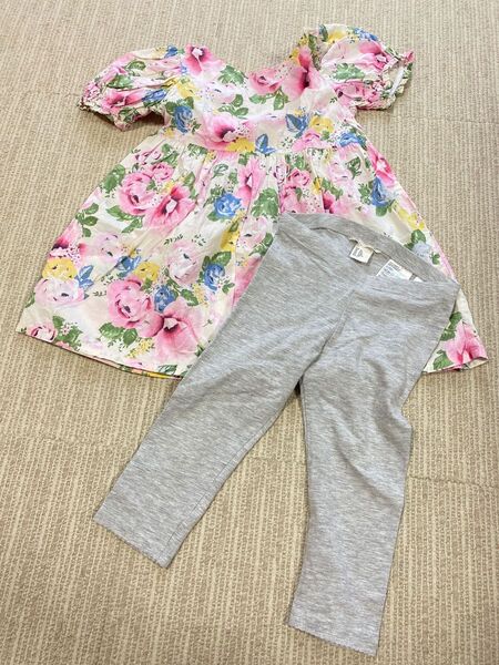 110 H&M 花柄 ワンピース オーガニックコットン レギンス