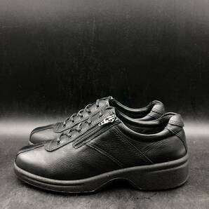 M2771 美品 ecco エコー レザー ウォーキングシューズ スニーカー サイドジップ レディース 24.5cm ブラック 黒 靴の画像5