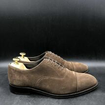 M2776 良品 英国製 HERRING SHOES ヘリング シューズ レザー スエード ストレートチップ 内羽根 メンズ 8/26.5cm相当 ブラウン 茶 革靴 _画像5