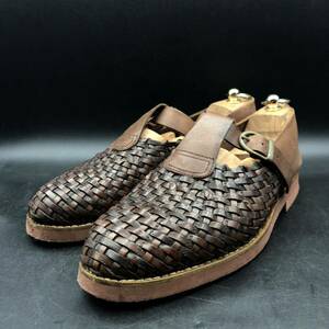 M2925 GIORGIO ARMANIjoru geo Armani leather mesh shoes men's 8.5/26.0~27.0cm corresponding Brown tea leather shoes gentleman shoes 