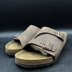 M2933 superior article BIRKENSTOCK Birkenstock ZURICHchu-lihi leather sandals slippers men's 43/28.0cm corresponding Brown tea shoes 