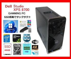 Dell XPS 8700 サクサク Core i7-4770～3.9Ghz×8/16G/新SSD480G+1T/GTX650Ti/WiFi/W11/office2021