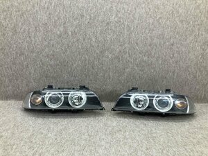 磨き済み BMW E39 5シリーズ 左右ヘッドライト 後期 コーナーホワイト イカリング付き ハロゲン