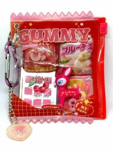 『プチバビエ』×『ピンク』お菓子パッケージ　ガチャ詰めポーチ　フルーチェ
