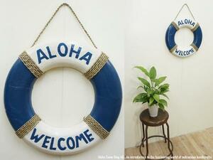 Art hand Auction Bienvenido y Aloha Float Productos asiáticos de madera azul Tablero de bienvenida hecho a mano Letrero Entrada Artículos hawaianos Albesia, Accesorios de interior, ornamento, étnico