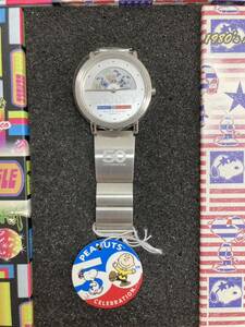 [ limited goods ]SNOOPY Snoopy 50 anniversary limitation wristwatch PEANUTS CELEBRATION 50 anniversary commemoration unused ( serial number entering )